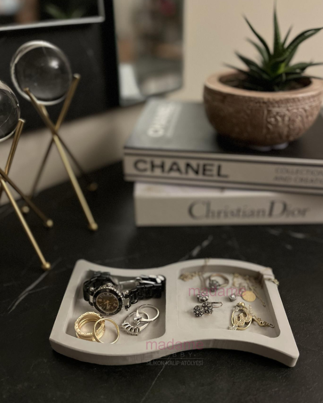 Şık ve Çok Amaçlı İkili Sunumluk & Takı Tabağı Silikon Kalıbı KT-1160