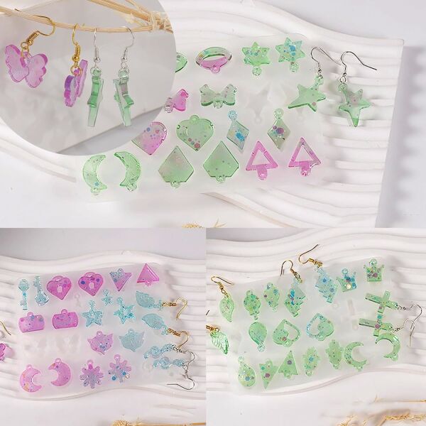 DKDDSSS 4'lü Epoksi Reçine Küpe Yapım Seti - Kendin Tasarla, Şıklığını Yansıt!