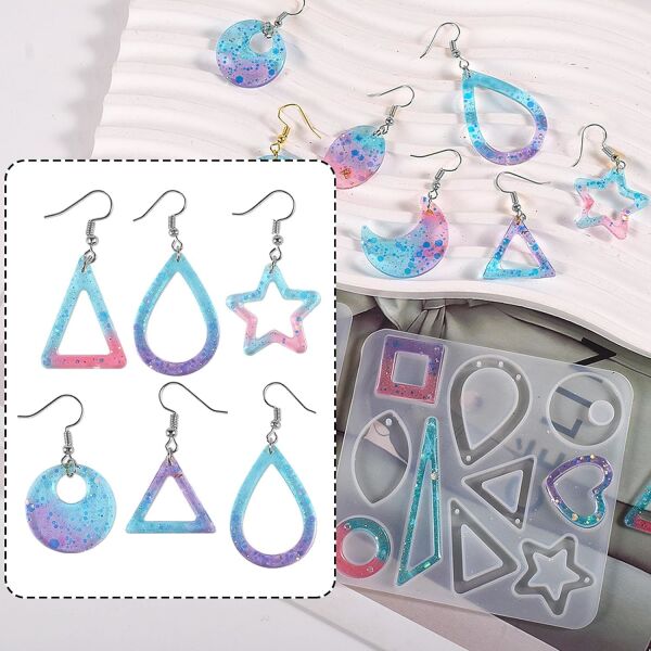 DKDDSSS 4'lü Epoksi Reçine Küpe Yapım Seti - Kendin Tasarla, Şıklığını Yansıt!